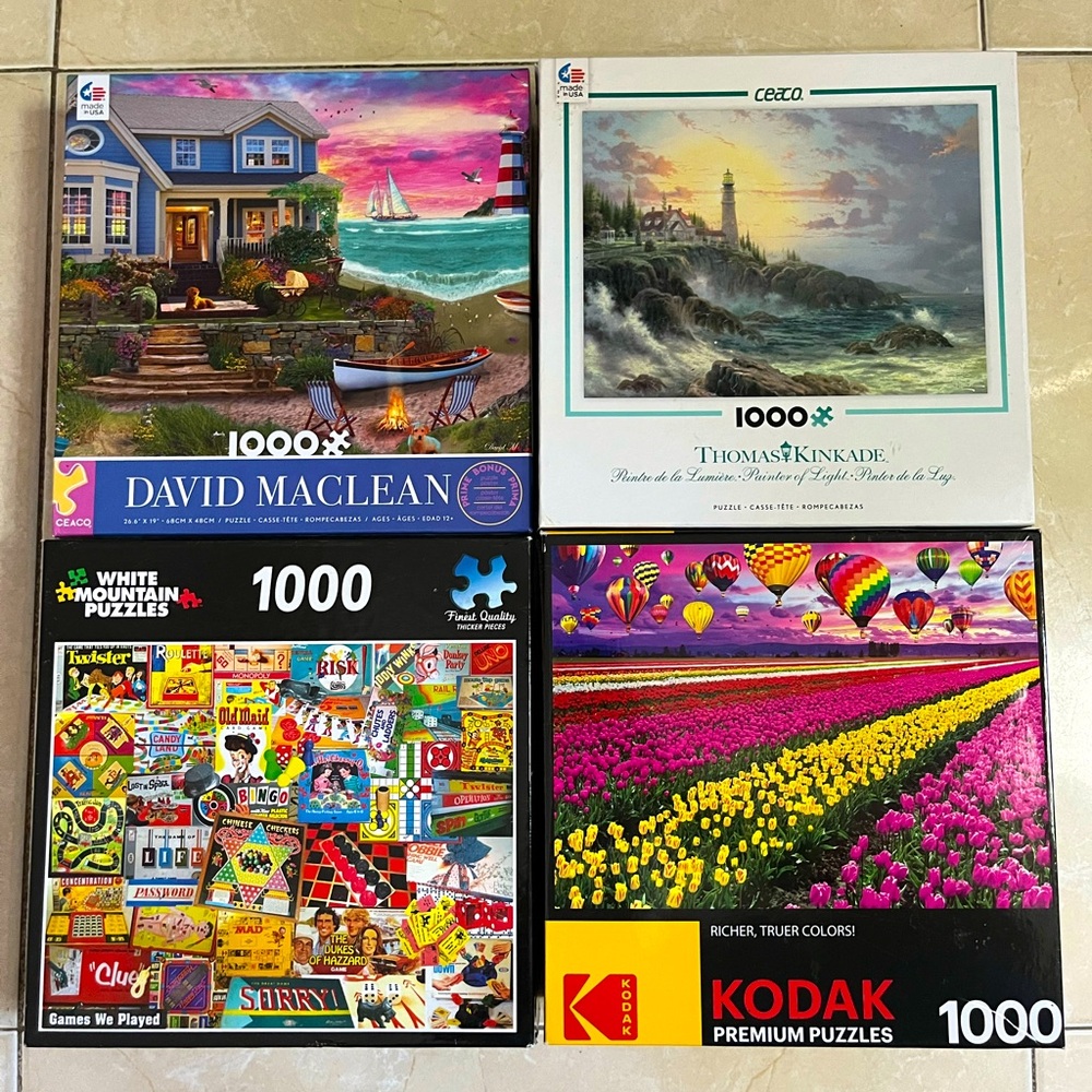 FOUR (4) JIGSAW PUZZLES 1,000 PIECES EACH - LOT BUNDLE SET